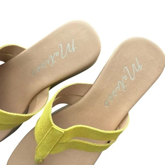 Yellow beige Platform Wedge Thong Sandals size 8 - Picture 4 of 5